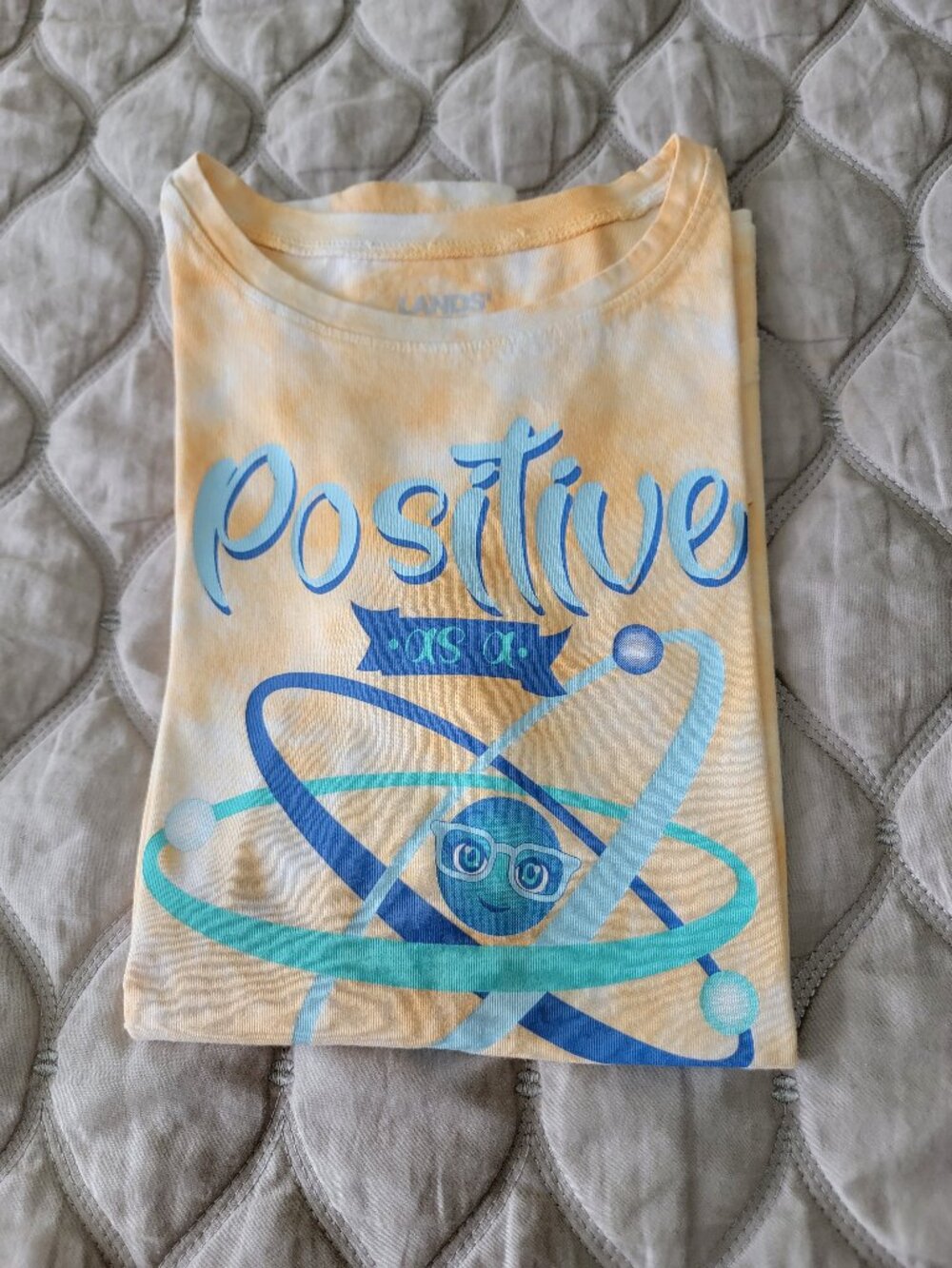 Land's End Science Positive as a proton girls t-shirt, L